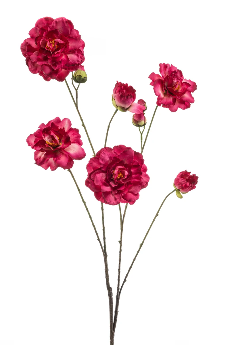 Kamelie künstlich 110 cm - 1 Zweig - Fuchsienrot