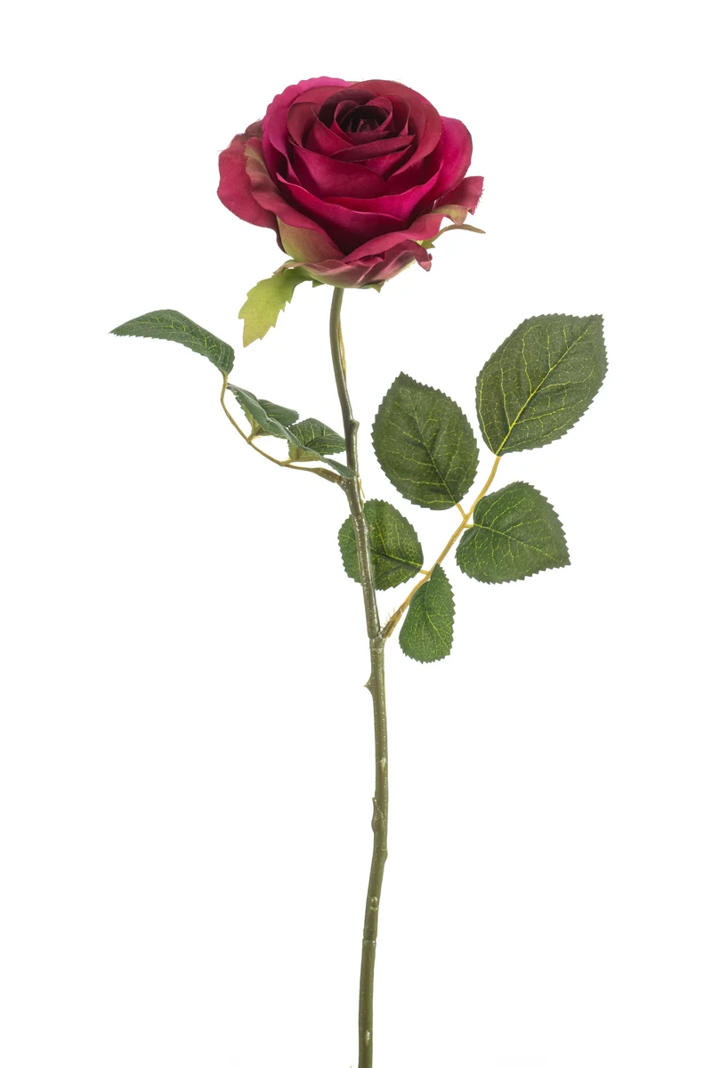 Rose künstlich 67 cm - 1 Stiel - Fuchsienrot