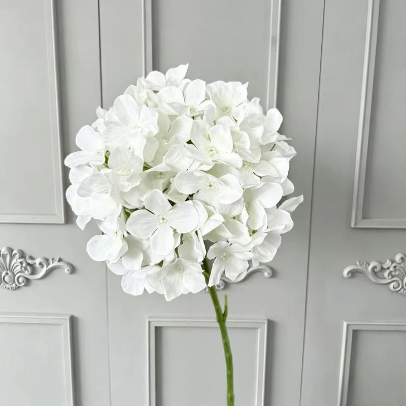 Künstliche Hortensie, 67 cm, hochwertig naturgetreu, für Hochzeit, Trauerfeier, Dekoration, Innenraum, 1 Stiel