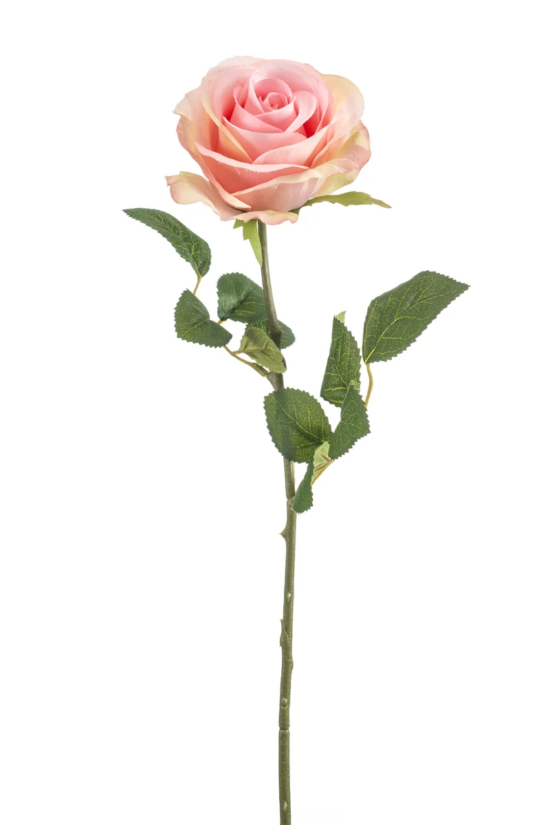 Rose künstlich 67 cm - 1 Stiel - Hellrosa