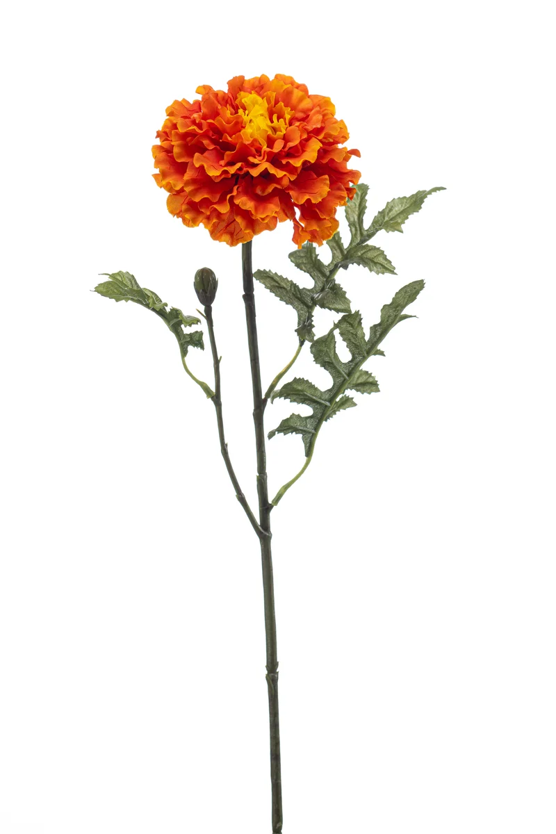 Tagetes künstlich 52 cm - 1 Stiel - Orange