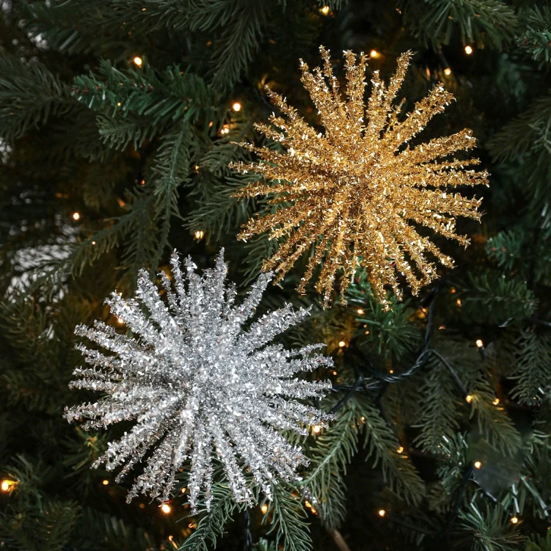Weihnachtsbaum-Zweig mit Glitzer, 45 cm, Schaumstoff, gold/weiß/silber/rot, für Tischdeko, Events, Einzelhandel