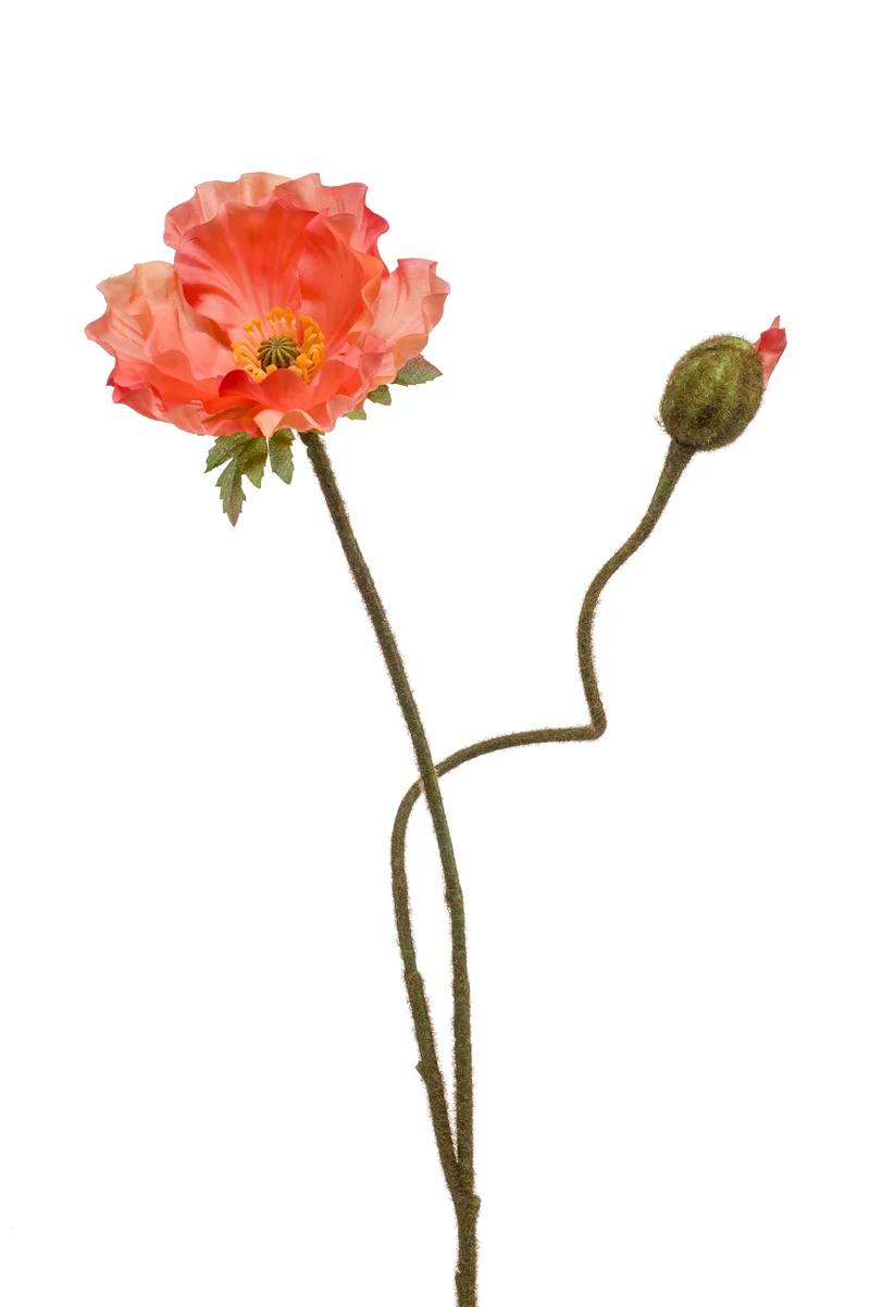 Mohnblumen künstlich 74 cm - 1 Stiel - Pfirsich