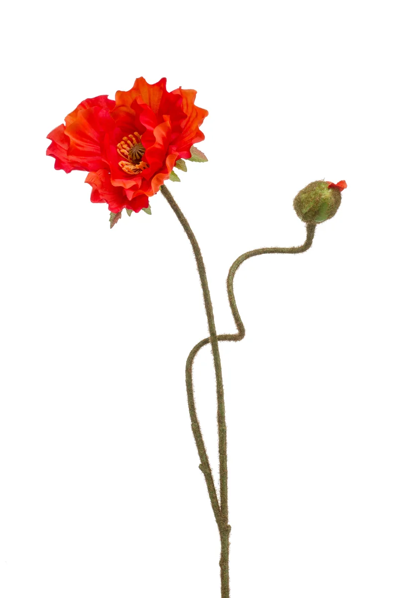 Mohnblumen künstlich 74 cm - 1 Stiel - Rot