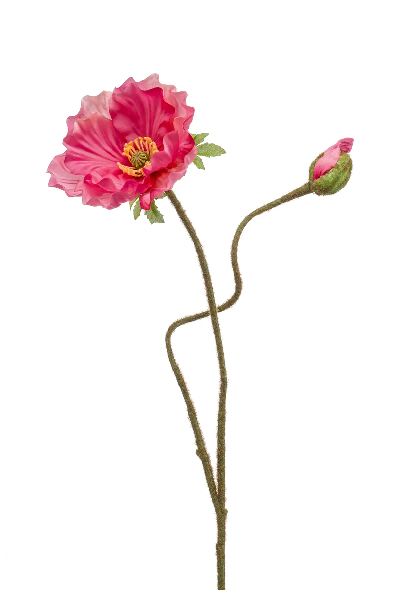 Mohnblumen künstlich 74 cm - 1 Stiel - Rosa