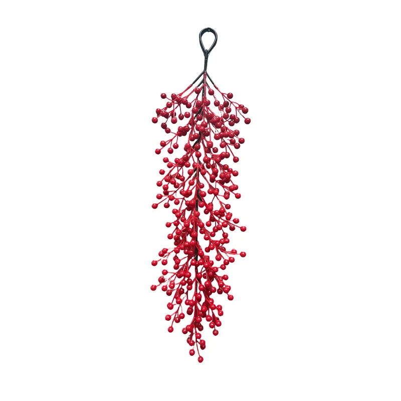 Weihnachtsdeko Rotbeeren Wandschmuck, 60 cm, Real-Touch Kunststoff, für Hochzeiten, Hotels, Einzelhandel, Wohnzimmer