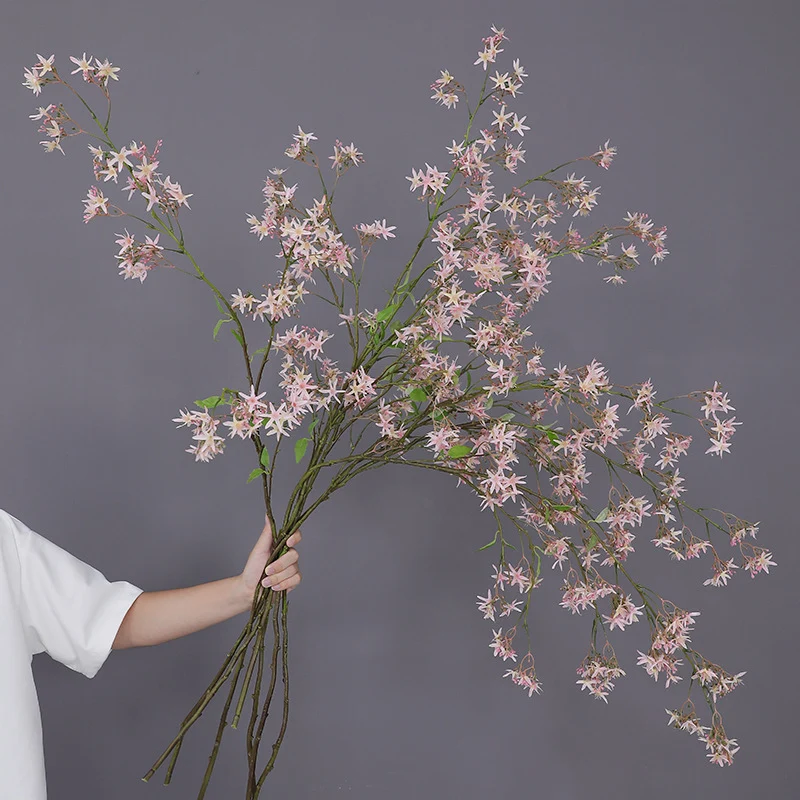Künstliche Spirea mit Orchideen-Dekor, 120 cm, realistisch aussehende Zweige für Hochzeiten, Home Decor und Gewerberäume