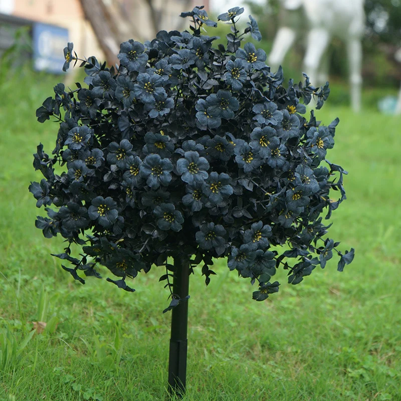 Künstliche Veilchen, 55 cm, 250 Blüten pro Bund, schwarz, für Halloween-Dekoration, Garten, Grabgestaltung, Wohnaccessoire