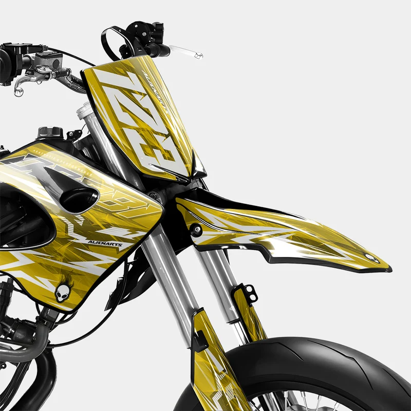 PLUME - Kit deco DERBI 50cc - Jaune Foncé