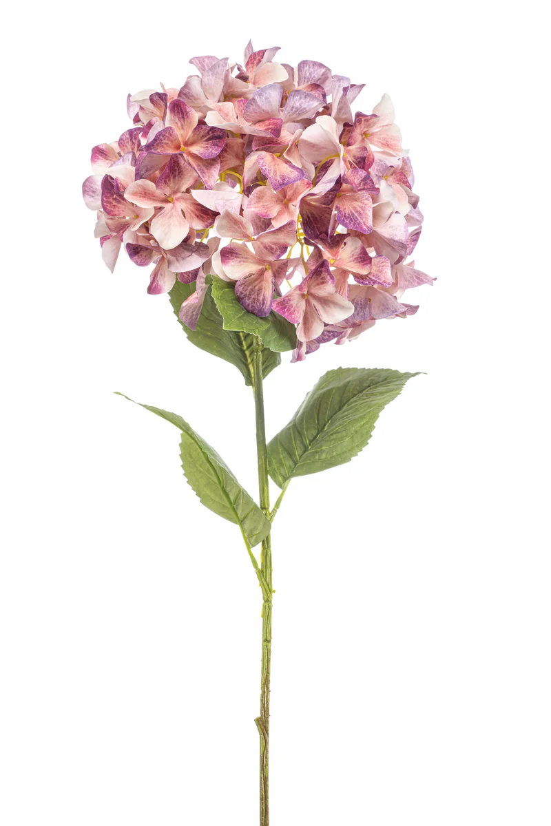 Hortensie XXL künstlich 90 cm - 1 Kopf - Pfirsich/lila