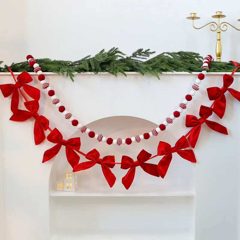 Butterfly-Schleifen-Girlande 180 cm, künstliche Weihnachtsdekoration für Hotel, Schaufenster, Hochzeit, Festliche Raumgestaltung