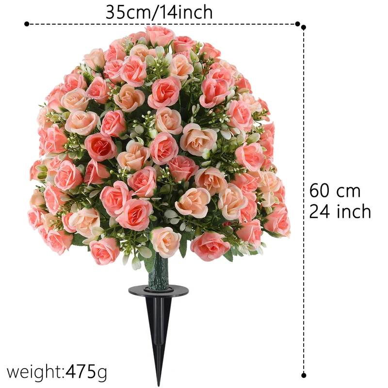 Künstliche Rosenstöcke, 60 cm, Kunststoff, für Garten, Terrasse & Hochzeitsdeko