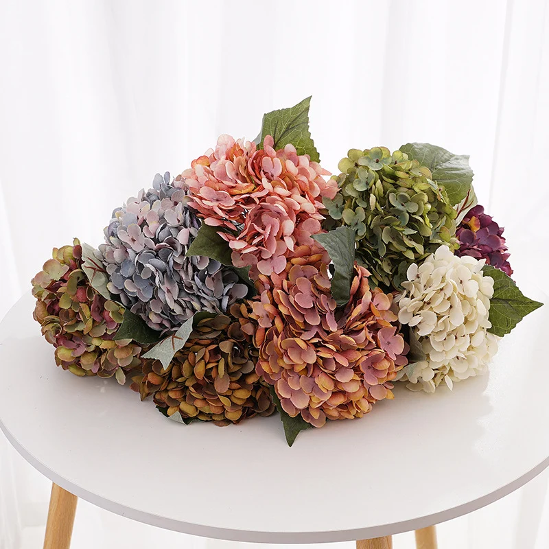Künstliche Hortensie (33 cm) aus Seide, retro Farben, für Hochzeitsdeko, Wohnaccessoires, Hotel- & Gewerbedekoration