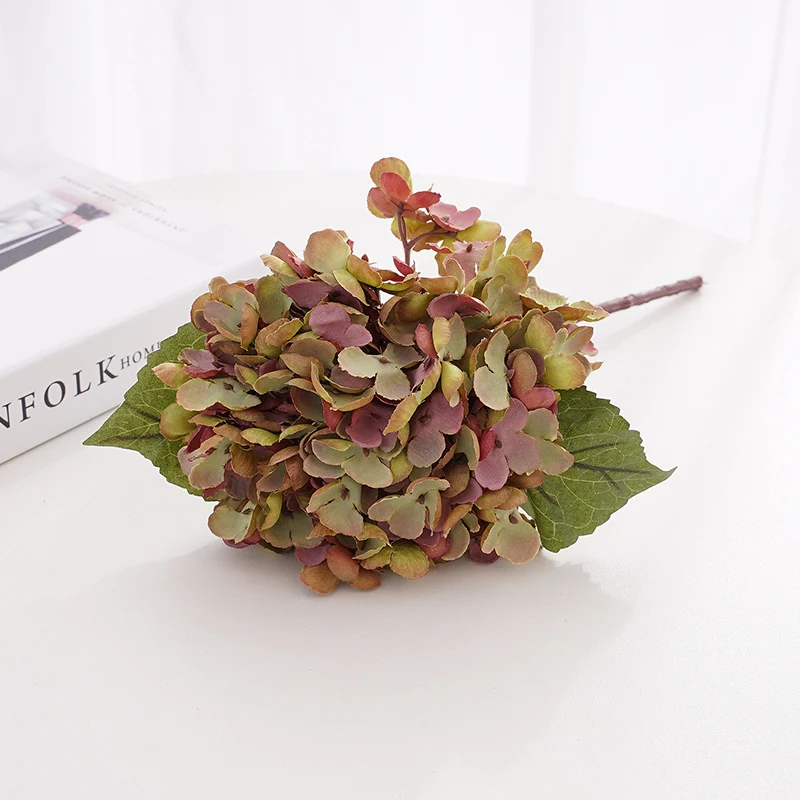 Künstliche Hortensie (33 cm) aus Seide, retro Farben, für Hochzeitsdeko, Wohnaccessoires, Hotel- & Gewerbedekoration