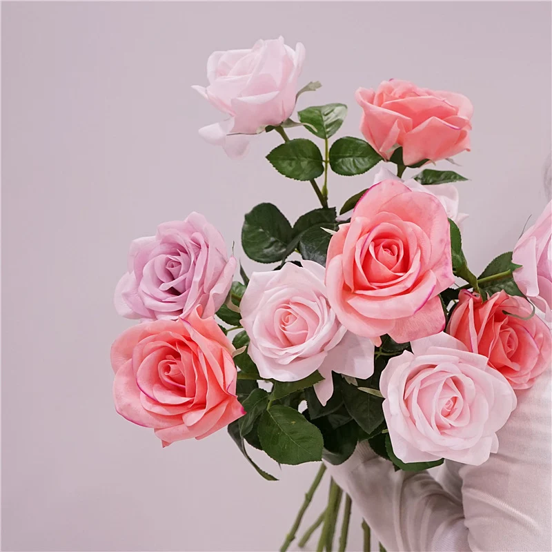 Real-Touch Kunstrose (Carola), 66 cm lang, 10 cm Blütendurchmesser - Hochwertige künstliche Rose für Hochzeitsdeko, Haushalt, Einzelhandel und Großhandel