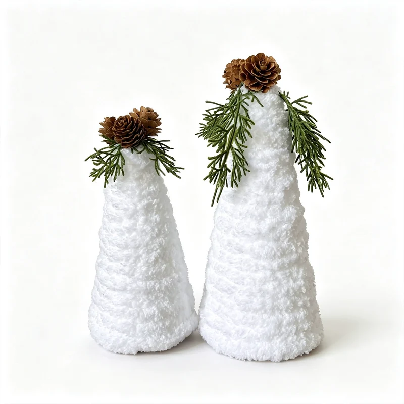 Weihnachts-Deko Set: 2x Tannenzapfen mit Kunstschnee, 9x21 cm & 8,5x17,5 cm, realistische Optik für Tisch, Kamin, Hochzeit, Grabgestaltung, ganzjährige Deko