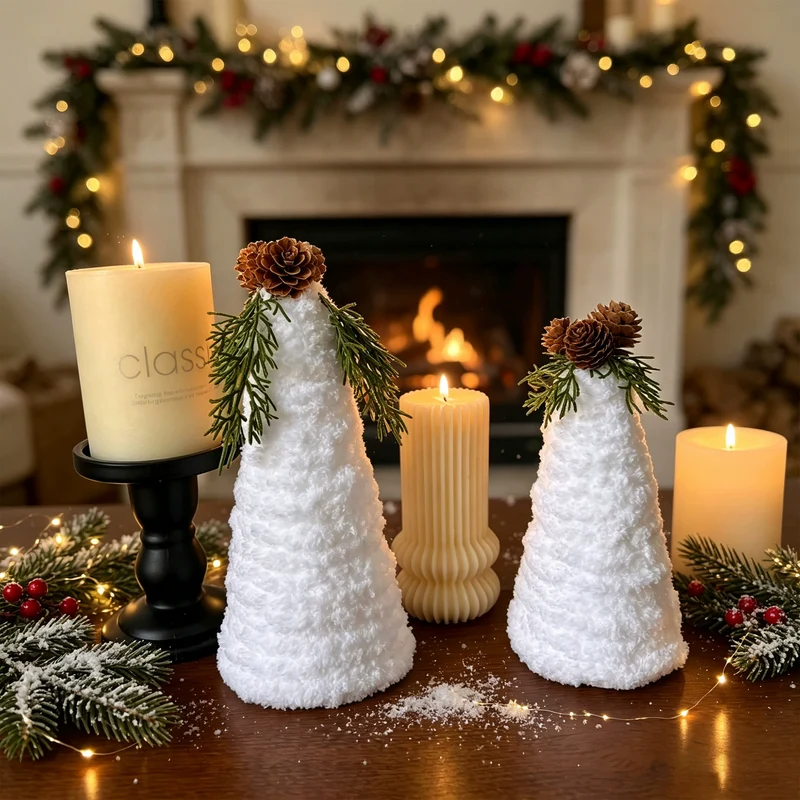 Weihnachts-Deko Set: 2x Tannenzapfen mit Kunstschnee, 9x21 cm & 8,5x17,5 cm, realistische Optik für Tisch, Kamin, Hochzeit, Grabgestaltung, ganzjährige Deko