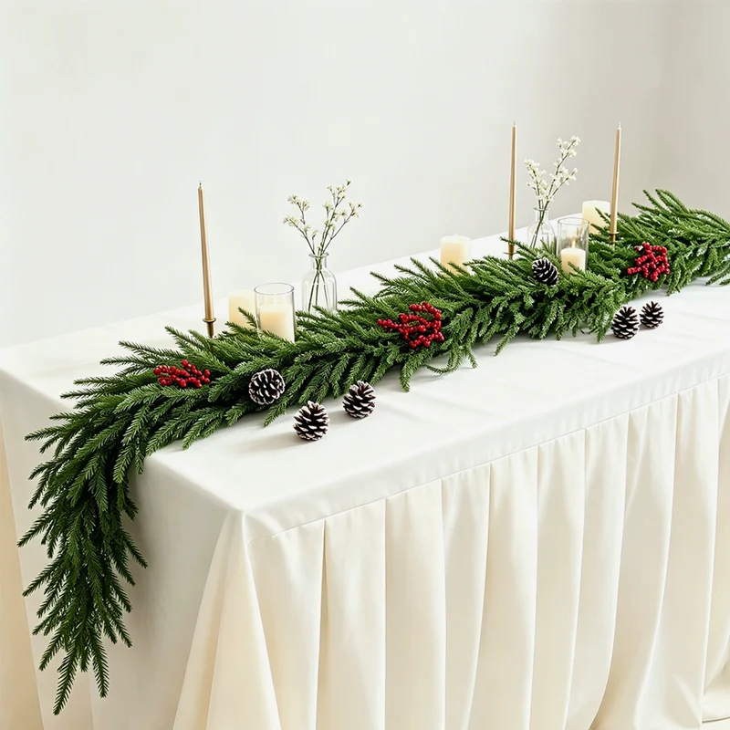 Künstliche Kiefernzapfen-Traube 180 cm, realistische Weihnachtsdeko für Treppe, Tisch, Hochzeit, Grabgestaltung, ganzjährig nutzbar