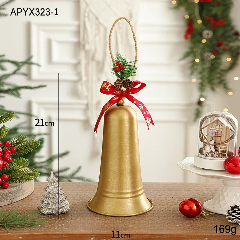 Metall Weihnachtsglocke Dekoration, 15 cm, Eisen, silberfarben, für Tür, Wand, Tischdekoration, Hochzeit, Weihnachtsmarkt