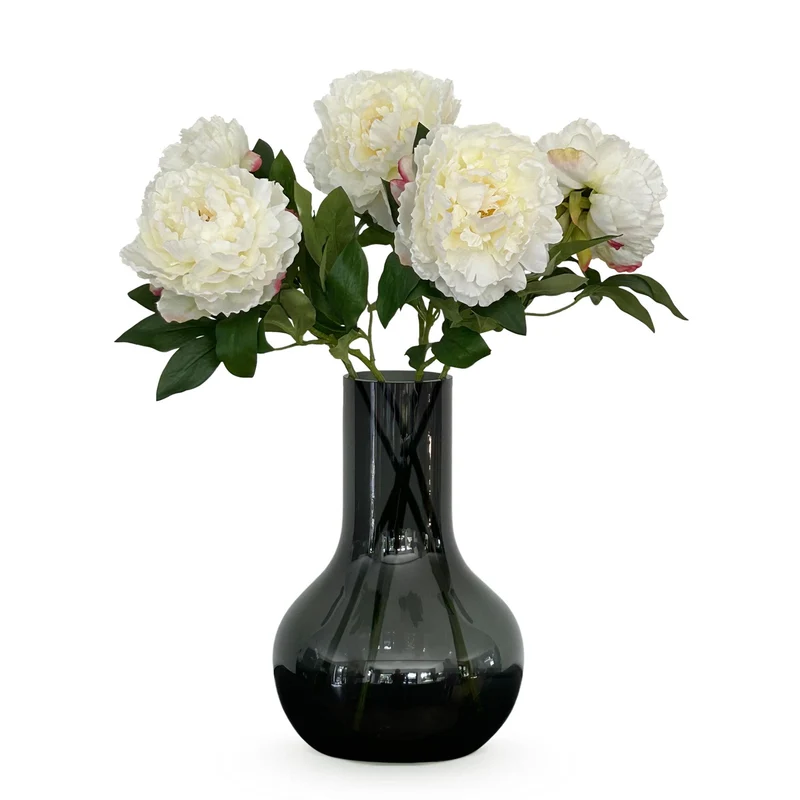 Künstliche Pfingstrosen, cremefarben, 5 Stück, 65 cm
