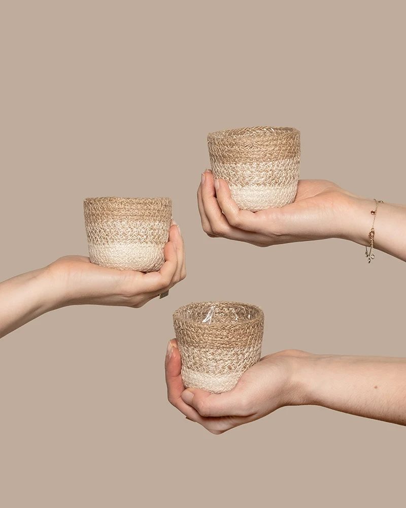 Jute Babypflanzen-Korb 'Lapis' (3 Stk.)
