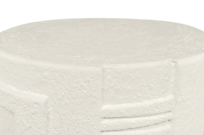 Casa Padrino Luxus Beistelltisch Cremeweiß Ø 43 x H. 61 cm - Runder Beistelltisch aus Faserbeton mit versetzt gestufter Silhouette - Luxus Möbel
