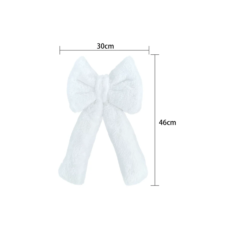 Weihnachts-Schleife aus Plüsch, 3 Größen (30-70 cm), Rot/Weiß, Dekoration für Hochzeiten, Events, Festdekoration, realistische Optik