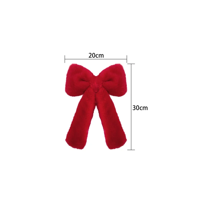 Weihnachts-Schleife aus Plüsch, 3 Größen (30-70 cm), Rot/Weiß, Dekoration für Hochzeiten, Events, Festdekoration, realistische Optik