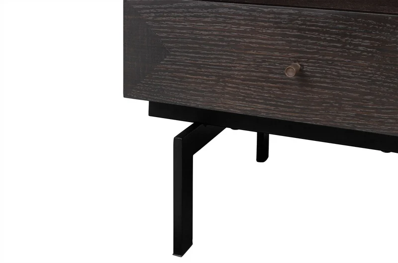 Casa Padrino Luxus Nachttisch Braun / Schwarz 45 x 40 x H. 60 cm - Nachttisch mit Eichenfurnier im warmen Braunton und schwarzem Stahlgestell - Luxus Möbel