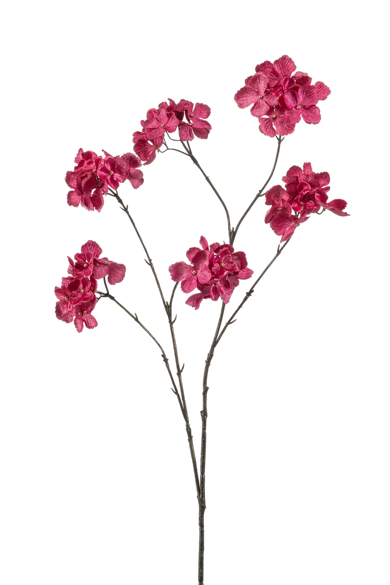 Hortensie künstlich 85 cm - 1 Zweig - Fuchsienrot
