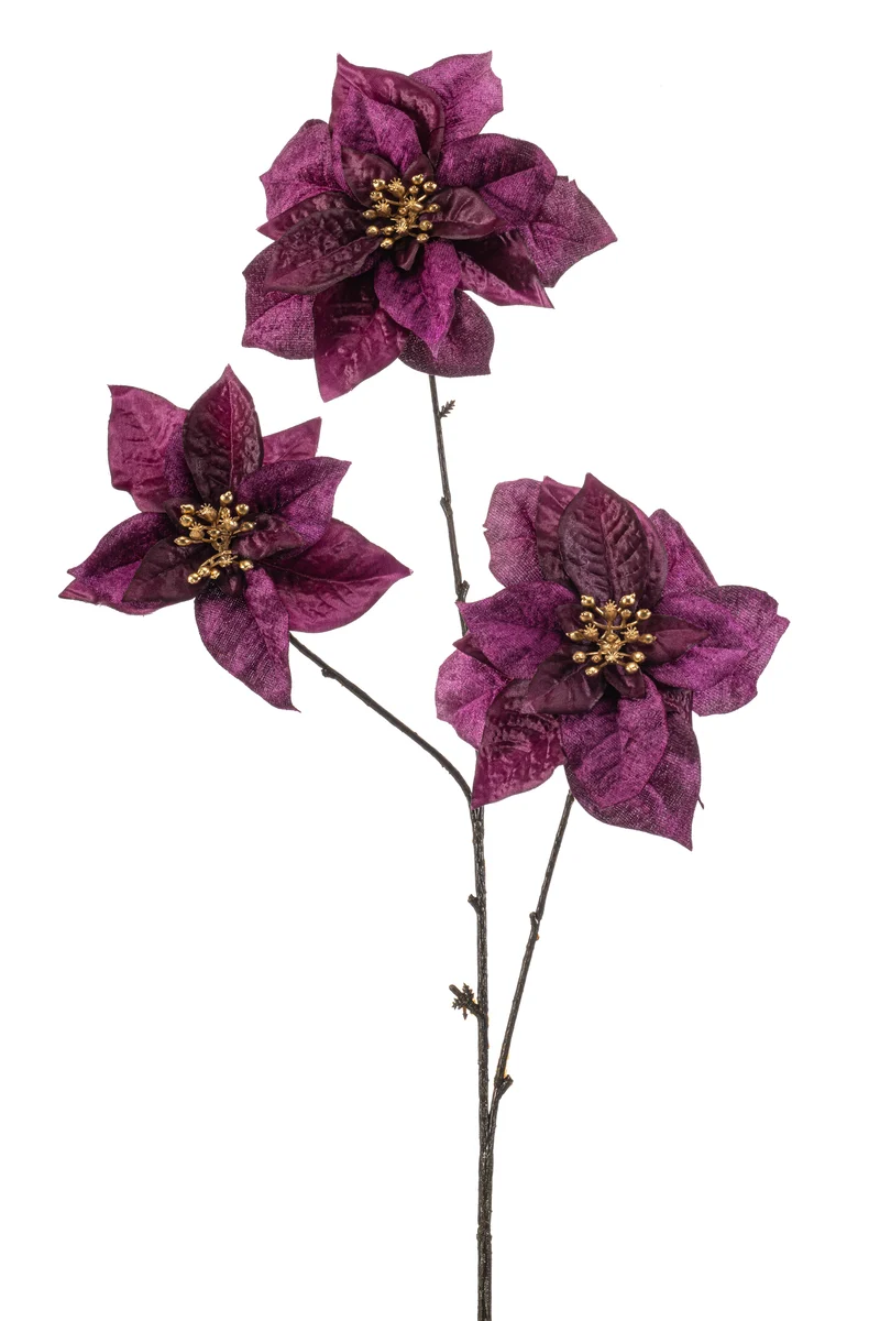 Poinsettia künstlich 80 cm - 1 Stiel - Violett