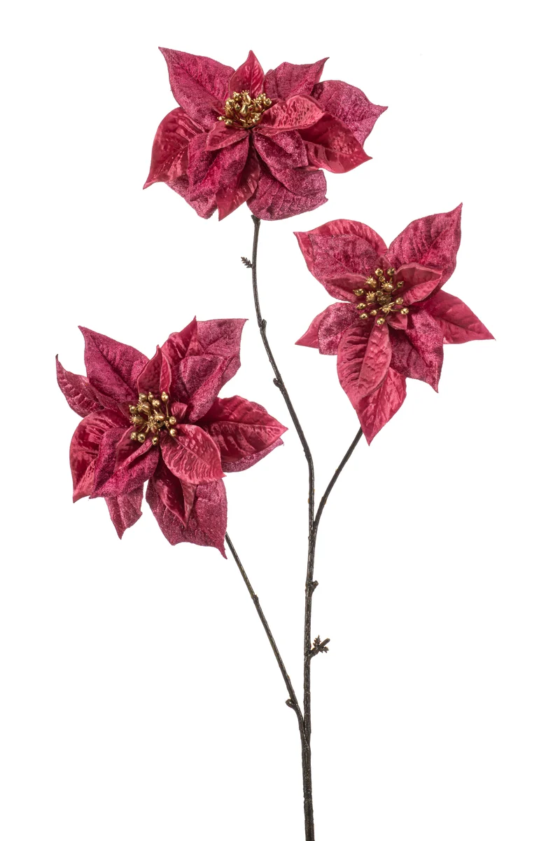 Poinsettia künstlich 80 cm - 1 Stiel - Rosa