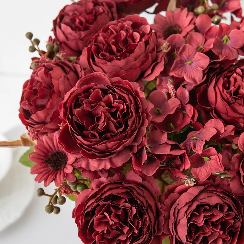 5 künstliche Pfingstrosen Mini-Bouquets, 30,5 cm, Seidenblumen, moderne Innenraumdekoration, Hochzeitsdekoration, Wohnaccessoires
