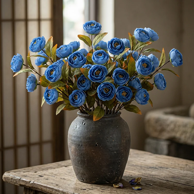 Künstliche Seidenrose 60 cm, realistische Dekoration für Hochzeit, Trauerfeier, Shop-Deko, Innenraum, ohne Vase
