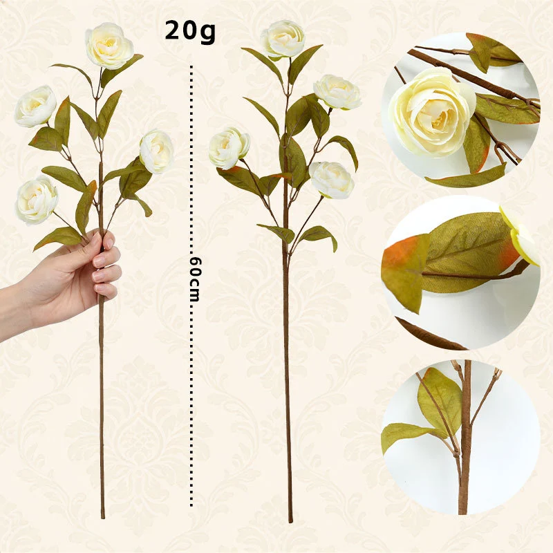 Künstliche Seidenrose 60 cm, realistische Dekoration für Hochzeit, Trauerfeier, Shop-Deko, Innenraum, ohne Vase