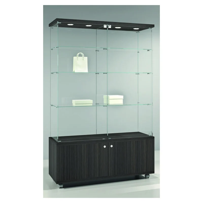 Casa Padrino Luxus Ladenvitrine 117 x 40 cm H. 181 cm mit 4 LED-Spots - Ladeneinrichtung - Boutique Möbel - Made in Italy