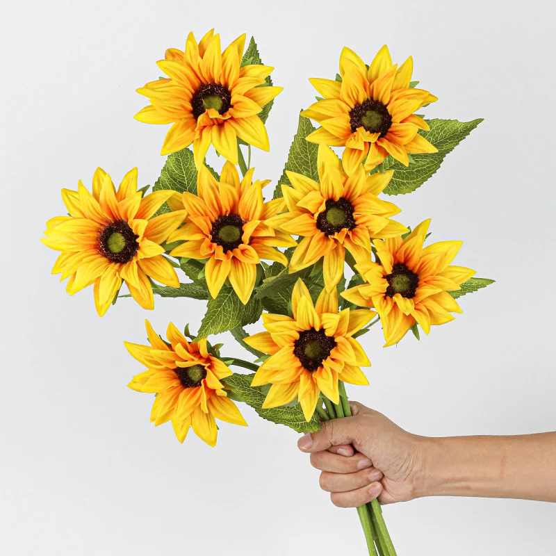 Künstliche Sonnenblume PU, 45 cm, 2 Stück, realistisch für Hochzeit, Hotel, Zuhause, Dekoration