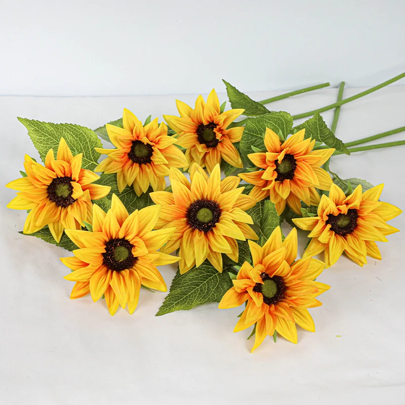Künstliche Sonnenblume PU, 45 cm, 2 Stück, realistisch für Hochzeit, Hotel, Zuhause, Dekoration
