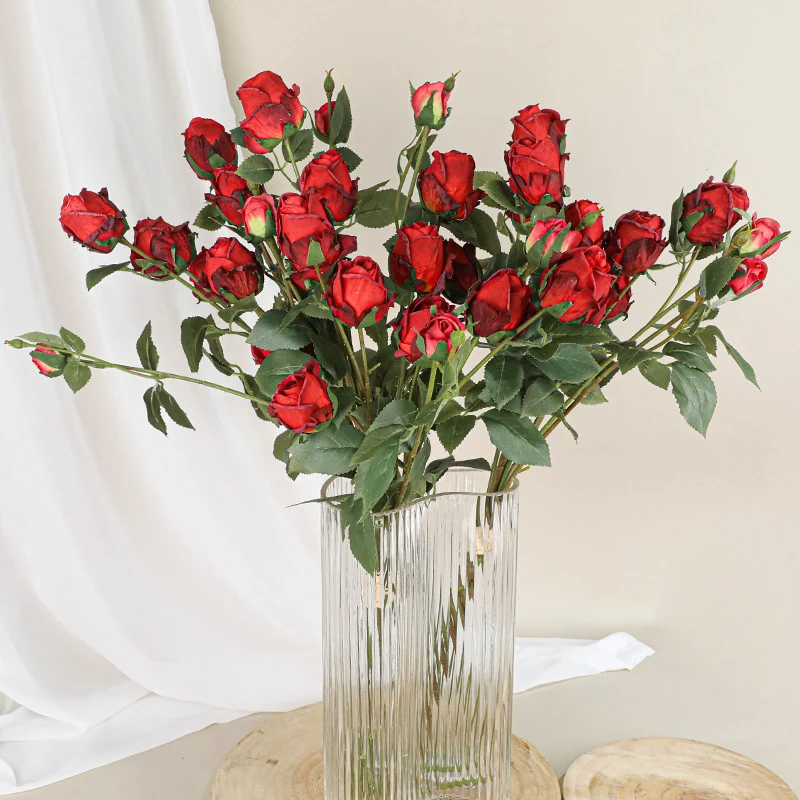 Künstliche Angola-Rosen, 26 cm, Seidenblumen, Vintage-Look, Real-Touch, für Hochzeiten, Home-Deko, Events, Floristik
