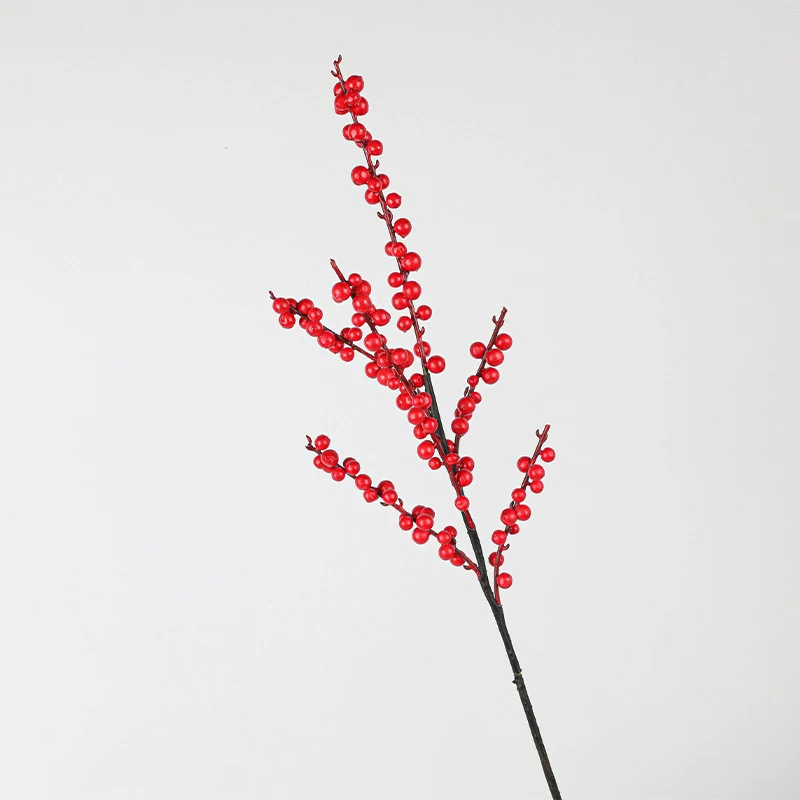 Künstliche Stechpalmenzweige mit roten Beeren, 72 cm lang, Winter-Dekoration, Hochzeitsfloristik, Grabschmuck, ganzjähriger Wohnaccessoire