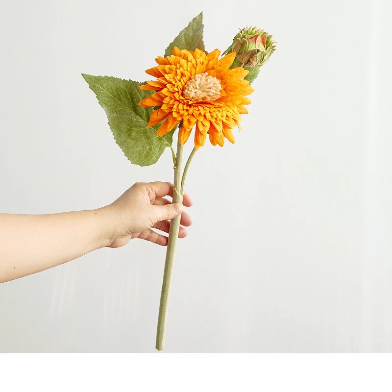 Teddybär-Sonnenblume künstlich, 46 cm, Seidenblume, realistische Deko für Vase, Hochzeit, Event, Laden, Büro, Wohnzimmer