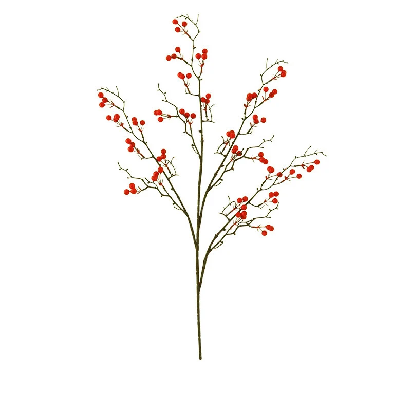 Künstliche Stechpalmenzweige mit roten Beeren, 62/80/90 cm, Real-Touch Kunststoff für Hochzeitsdeko, Grabschmuck & Wohnaccessoires