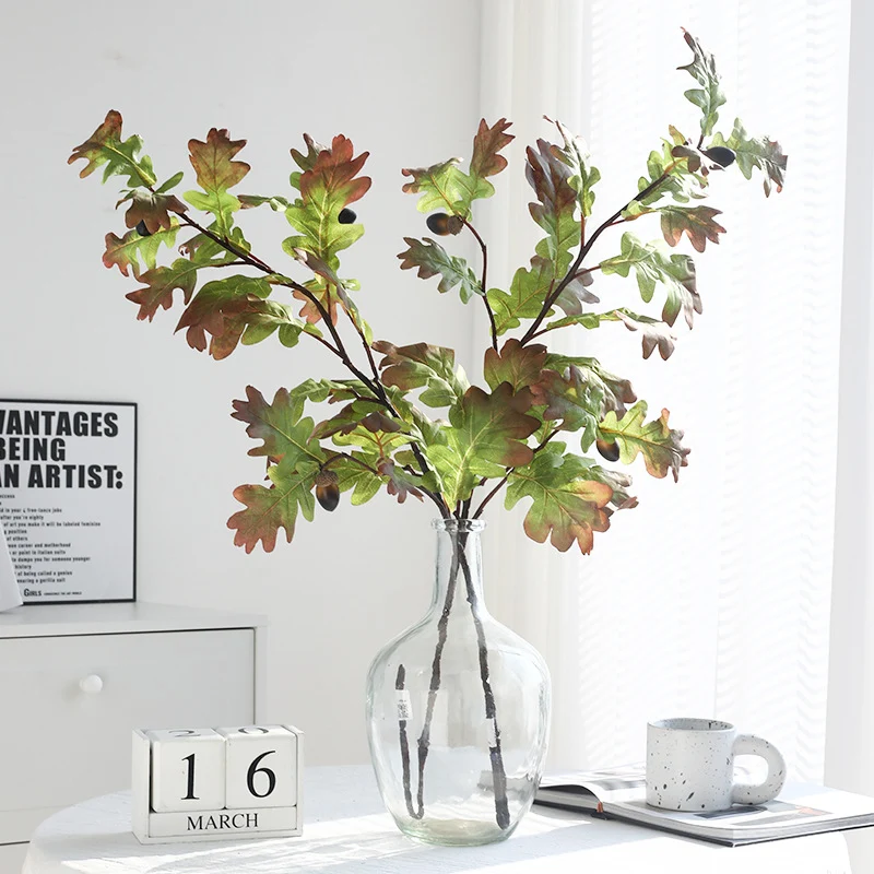 Künstliche Eichenlaubzweige 96 cm, realistische Herbstfarben, für Hochzeiten, Gartendeko, Outdoor-Dekoration, langlebig, UV-beständig