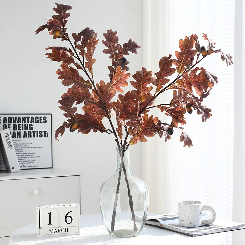 Künstliche Eichenlaubzweige 96 cm, realistische Herbstfarben, für Hochzeiten, Gartendeko, Outdoor-Dekoration, langlebig, UV-beständig