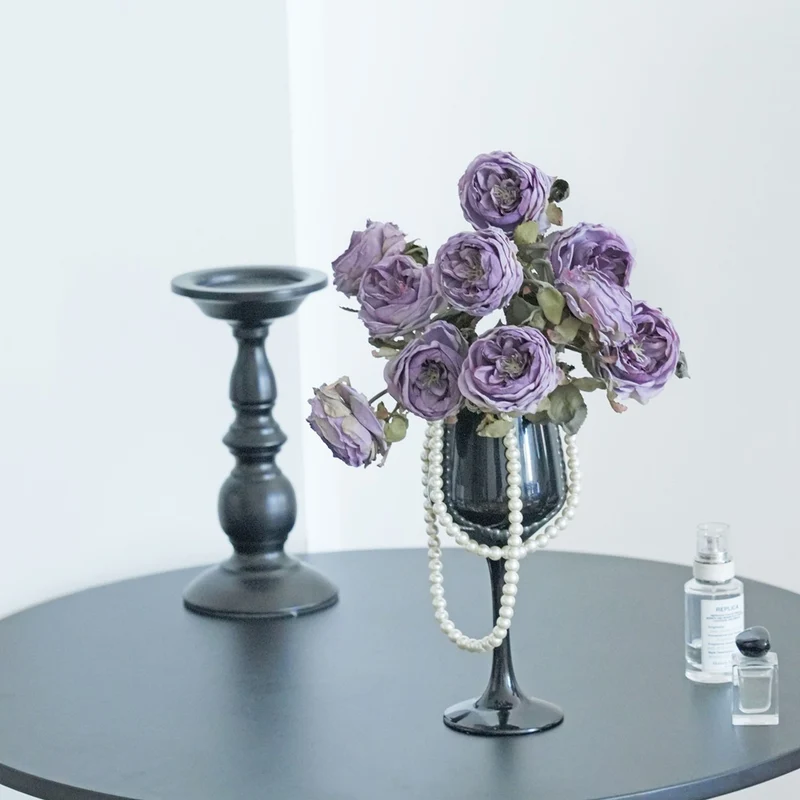 2er Set künstliche Rosen (Hagebuttenrose), 32 cm lang, 6 cm Blüten, realistisch für Hochzeit, Hotel, Wohnkultur, ganzjährige Dekoration
