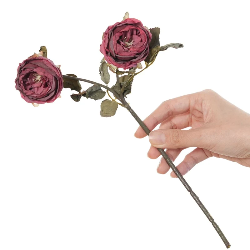 2er Set künstliche Rosen (Hagebuttenrose), 32 cm lang, 6 cm Blüten, realistisch für Hochzeit, Hotel, Wohnkultur, ganzjährige Dekoration