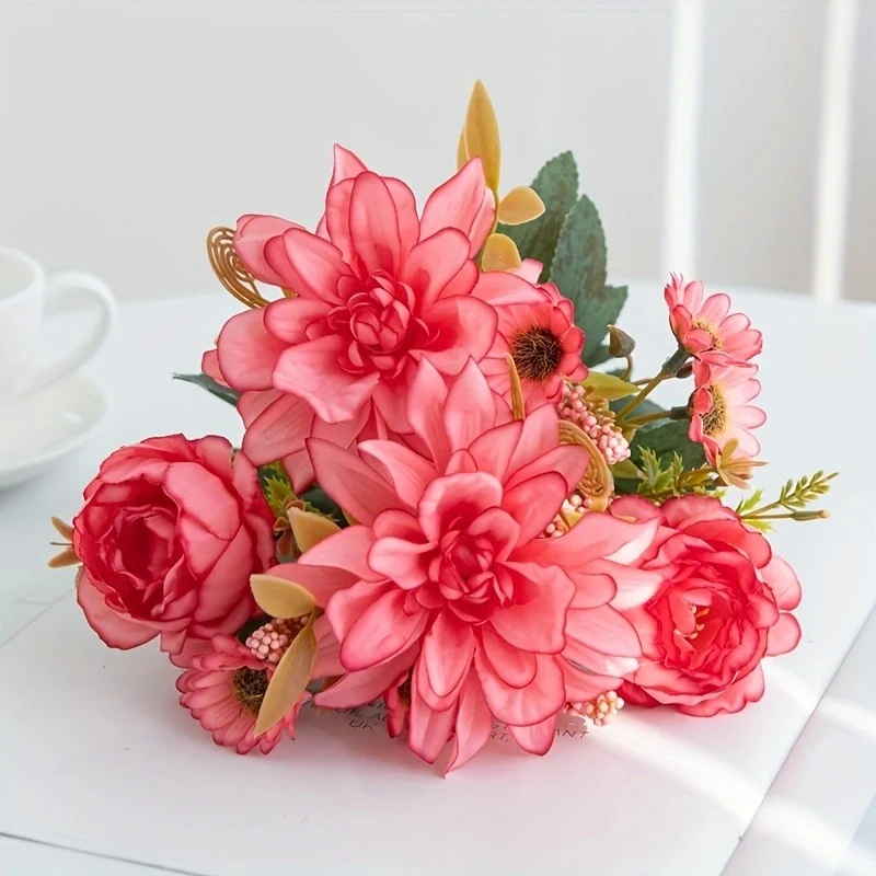 Künstliche Dahlie Einzelstiel 31 cm, Real-Touch, Hochzeitsdekoration, Wohnaccessoire, Herbstdekoration, Grabschmuck, langlebig