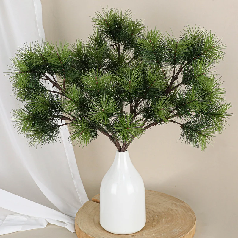 15Verzweigungen Set künstliche Rollkieferzweige, 45 cm lang, echt aussehende Kunstpflanzen für Blumenarrangements, Hochzeiten, Dekoration, Fotografie