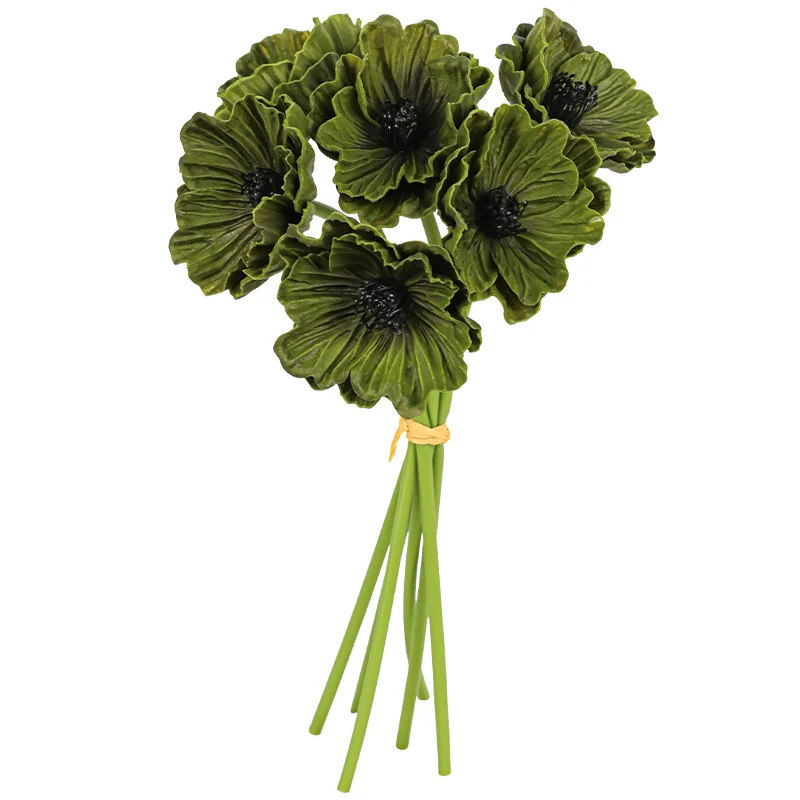Künstliche Mohnblumen (Papaver) aus PU, 6 Blüten, 30 cm lang, realistisch für Hochzeit, Hotel, Herbstdekoration
