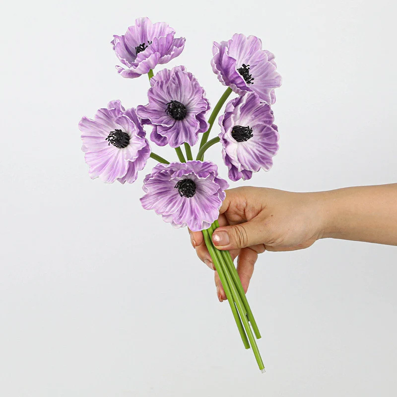 Künstliche Mohnblumen (Papaver) aus PU, 6 Blüten, 30 cm lang, realistisch für Hochzeit, Hotel, Herbstdekoration